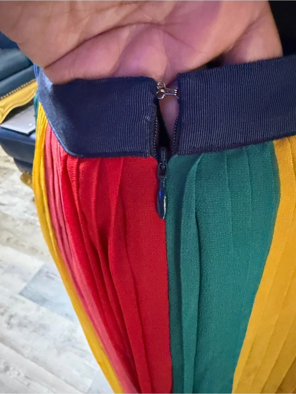 J. Crew Pleated Rainbow Maxi Skirt in Navy, Red, Pink, Green, Yellow